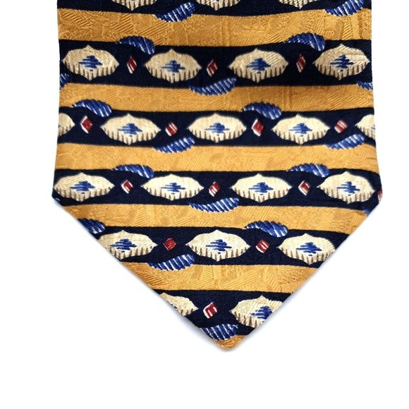 Claiborne 100% Silk Men's Ties For Dress Accessory USA Made Suit Gold Blue Red - Picture 2 of 7